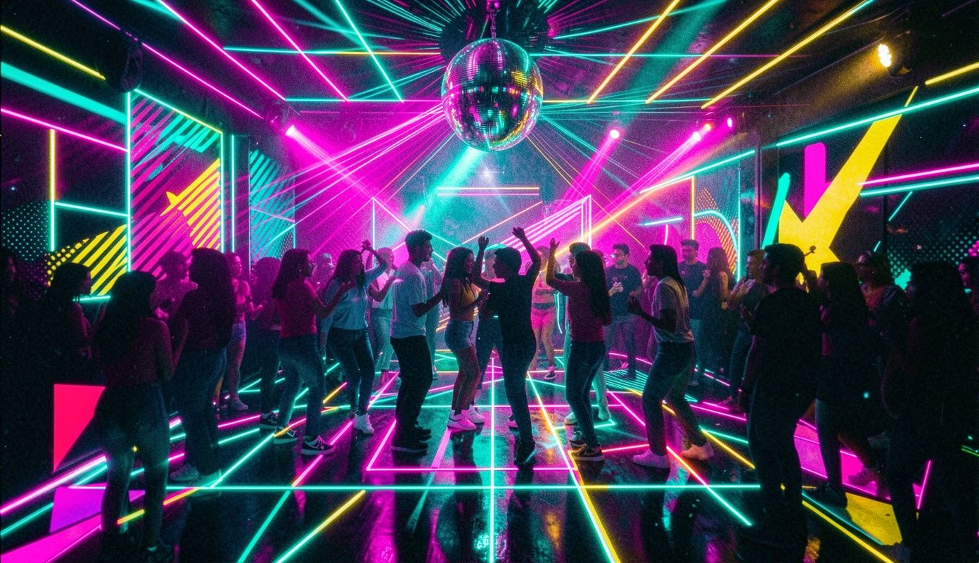 Retro 90s party dance floor